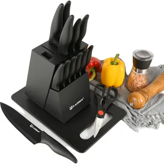 Küchenmesser Set, Kohlenstoffstahlklingen, 16,3 cm Klingenlänge, rutschfester PP-Griff, 16 Teile, ergonomisches Design