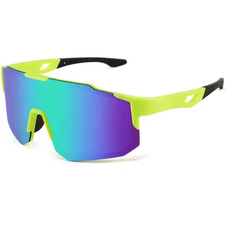 FEISEDY Sport Sonnenbrille Herren Damen Fahrradbrille Verspiegelt B2388 | Radbrille, Sportbrille für MTB Rennrad Radfahren Laufen, UV400 Schutz