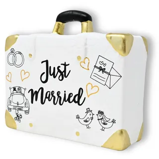 damaloo Hochzeits Spardose – Just Married Koffer – Hochzeitssparbüchse – Geldgeschenk Hochzeit – Sparbox – Sparschwein – Wunscherfüller – Geldsparbox – Spendenschwein – Hochzeitskasse – XXL Sparbüchse