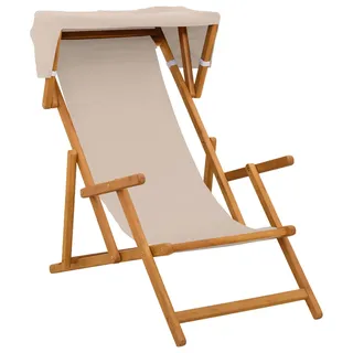 vidaXL Liegestuhl 3 Position Massives Eukalyptus Holz Beige - Beige