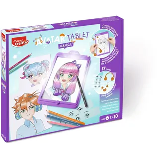 Maped Creativ Avatar'Tablet Manga – beleuchtete Zeichenmaschine, zum Erstellen von Manga-Portraits bis ins Unendlichkeitszeichen – beleuchtetes Tablet mit Modellkarten & Zeichenmaterial – ab 7 Jahren