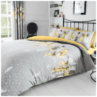 GC GAVENO CAVAILIA Wende-Bettwäsche-Set, Blumenmuster, pflegeleicht, Polyester-Baumwoll-Mischgewebe, 50% Polyester und 50 cm, Gelb, Doppelbett (200 x 200cm)