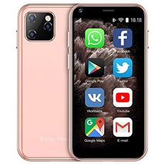 Rainbuvvy XS11 Mini-3G-Handy, kleines Smartphone, 6,3 cm (2,5 Zoll) Android 6.0, 1 GB RAM 8 GB ROM Quad-Core Dual-SIM 1000 mAh mit 3D-Glas schlankes Gehäuse HD-Kamera WLAN Google Play (Rosa)
