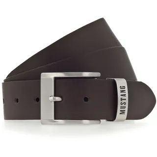 Ledergürtel MUSTANG "Spencer", Herren, Gr. 80, braun (dunkelbraun), Rindsleder, Gürtel Ledergürtel, mit schlichter Dornschließe in mattem Silber