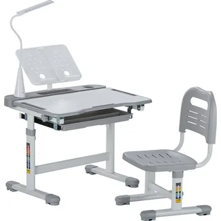 Schreibtisch Kinder Kinderschreibtisch Tischlampe Höhenverstellbar Grau