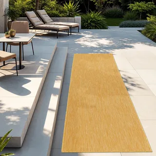 TT Home Teppich Für Outdoor Wetterfest Küchenteppich Balkon Terrasse Unifarbenes Design Modern Größe 60x100 cm - Gelb