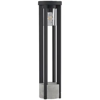 Lucande Beton Außenleuchte Overa (spritzwassergeschützt (Modern) in Alu aus, Aluminium (1 flammig E27) - Wegeleuchte Pollerleuchte Wegelampe Sockelleuchte