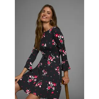 LAURA SCOTT Jerseykleid Shirtkleid Schwarz-geblümt 34