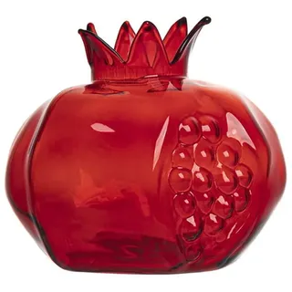 Granatapfelförmige Glasvase, Hydrokultur-Blumenvase, Granatapfel-Glasvase, Schreibtisch-Obstvase, Glas-Blumenvase (L, Rot)