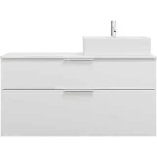 burgbad Eqio Keramik-Aufsatzwaschtisch quadratisch, rechts, inklusive Waschtischunterschrank mit 2 Schubladen, Breite 1200mm, SGUQ120RF2009C0001G0146