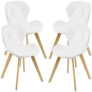[en.casa] Esszimmerstuhl Älmhult Kunstleder weiß 4er Set