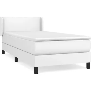 vidaXL Boxspringbett mit Matratze Weiß 100x200 cm Kunstleder - Weiß