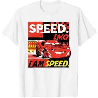Disney and Pixar’s Cars I Am Speed Lightning McQueen Racing T-Shirt, Herren, Weiß, M