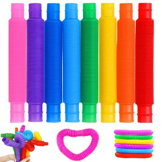 24 Stück Pop Tubes, Mini Röhren Sensorik Spielzeug CONNECTION Bunt Stretchrohr für Kinder Stressabbau