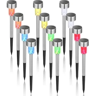 GIGALUMI Solarlampen für außen, Solarleuchten für Garten, 12 Stück, wasserdichte Solar Gartenleuchten für außen Garten, Balkon, Terrasse, Festtage, Wege (6 Farben)