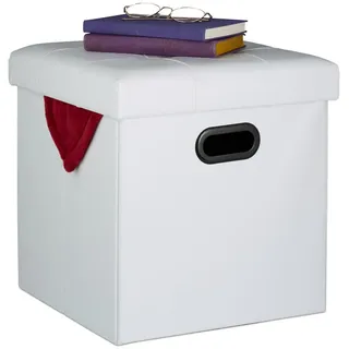 Relaxdays Hocker , Weiß , Kunststoff , 37x39x37 cm , Wohnzimmer, Sessel, Hocker & Hockerbänke, Sitzhocker