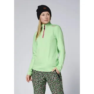 Fleecepullover CHIEMSEE, Damen, Gr. L (44/46), grün (meadow), Obermaterial: 78% Polyester, 22% Elasthan, normal, Rundhals, Sweatshirts Fleecepullover, mit hochschließendem Kragen, schnell trocknend, wärmend, Langarm