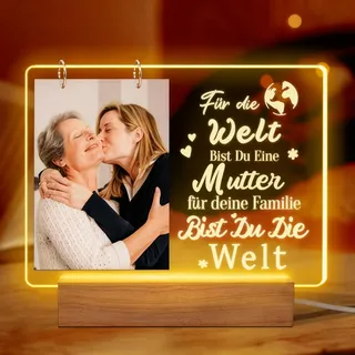 Johiux Muttertagsgeschenk für Mama,Geschenke für Mama Muttertag Weihnachten Geburtstag,Personalisiert mit LED Beleuchtung Bilderrahmen für die Besten Mutter Bonusmama