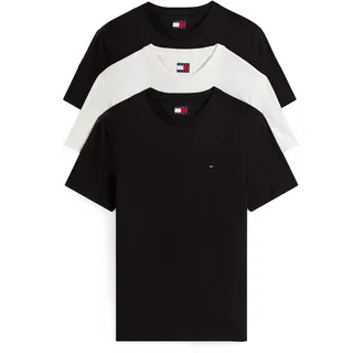 T-Shirt TOMMY JEANS "TJM EXTRA SLIM 3 PACK", Herren, Gr. 3XL, schwarz-weiß (schwarz, schwarz, schwarz), Single Jersey, Obermaterial: 100% Baumwolle, slim fit normal, Rundhals, eingesetzt abgesteppte Kante, Shirts T-Shirt, Mit Rundhalsausschnitt