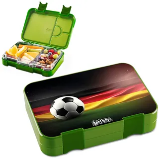 Jarlson® Brotdose Kinder mit Fächern - TONI Lunchbox - Bento Box auslaufsicher – Jausenbox für Kindergarten und Schule - Mädchen und Jungen | Vesperbox | Snackbox (FUSSBALL)