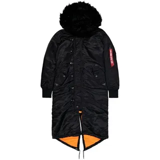 Alpha Industries Long Fishtail Jacke - Black - M,