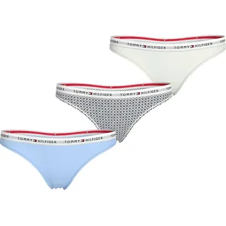 Tommy Hilfiger Uw0uw05530 Tanga 3 Einheiten - Sweet Blue / Flower Foulard / Ivory - XS