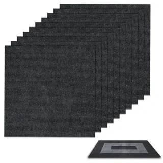 Selbstklebende Teppichfliesen, 10 Stück Zuschneidbare Teppichbodenfliesen, 30 x 30 cm Weicher Teppich Fliesen, Teppichboden, für Wohnbereich, Büro, Küche(Dunkelgrau)