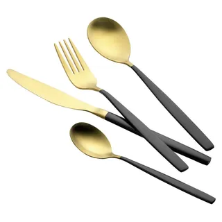 24-teiliges Besteck KIARA, gold und schwarz - Schwarz, Gold
