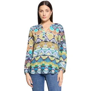 Cartoon Damen Casual-Bluse mit Muster 42, Green/Blue