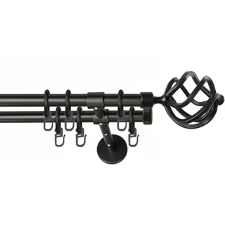 GARESA Vorhangstange RUSTIKA 2-läufig Ø 16 mm 140 cm Schwarz