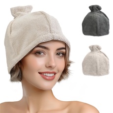 JEMIDI Saunahut aus Baumwolle - weiche Saunamütze für Damen und Herren - Unisex Kopfbedeckung - Sauna Hut - Mütze in Beige
