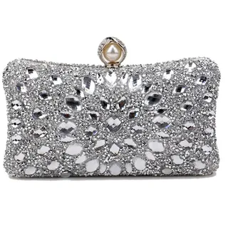 CORIOS Strass Clutch für Damen Shiny Abendtasche Diamant Clutch Tasche Kette Schultertasche Elegante Umhängetasche Klein Tasche für Hochzeit Bankett-Party Abschlussball Silber
