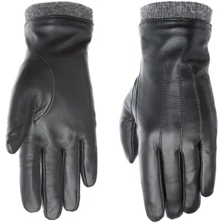 PEARLWOOD Lederhandschuhe "Daisy" Touchscreenfähig - mit 10 Fingern bedienbar, Ziernähte, schwarz
