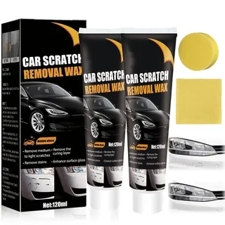 XUDUOO Kratzer Entferner Auto 2 Stück, Autokratzer Reparatur Paste mit Schwamm Tuch, Car Scratch Remover Wax mit Schwamm & Tuch, Schnelle Lackpflege für Auto Oberflächenpolitur, 120ml