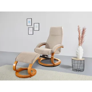 Home affaire Relaxsessel »Paris TV-Sessel, Sessel mit Hocker, Wohnzimmer, Schlaffunktion manuell«, (Set, 2 St., bestehend aus Sessel und Hocker), verstellbar, Microfaser, NaturLEDER, Webstoff, Sitzhöhe 46 cm, beige