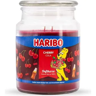 Haribo Duftkerzen im Glas - Duftkerzen fruchtig - Kerze im Glas - Kerzenglas - Duftkerzen im Glas - Haribokerzen - Windlicht mit Duft - Cherry Cola - 510g - Rot