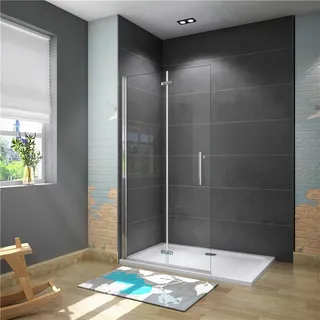 Aica Walk in dusche 90x195cm Duschwand 6mm Nano-ESG Falttür Faltbar/drehbar Scharniertür Duschkabine Duschtrennwand Duschabtrennung - Transparent