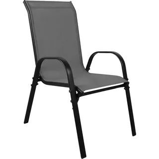 Outdoorstuhl Gartenstuhl Stapelstuhl robust Metall Textilen Anthrazit - Schwarz, Grau