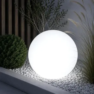 LUMILED Milchig Kugelleuchte 40 cm Außen Außenkugelleuchte Kugellampe Weiß Gartenkugel Kugel Wegeleuchte IP44 E27 Fassung Anschlusskabel 1,95m - Weiß