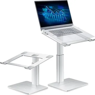 supamir Laptop Ständer Höhenverstellbar, Laptopständer für Schreibtisch, Stehen möglich, DJ Laptop Stand, Kompakte Alternative zum Stehpult, Passend für MacBook und alle 13" - 16.5" Notebooks, Silber