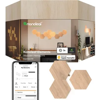 Nanoleaf Elements Hexagon Erweiterungspack (3 Panels) dimmbar Holzoptik