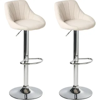 BELIANI Barstühle 2er-Set Hellbeige Stoff Mit silbernem Eisenfußhocker gepolstert Klassischer Esszimmerstil - Beige, Silber