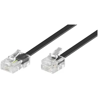 goobay Telefonkabel RJ11 Stecker auf RJ45 Stecker Flachkabel RJ11 Kabel für Faxgerät DSL Modem VDSL Router ISDN DSL Kabel Schwarz