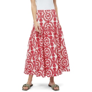 Minus Damen Musia Maxi Skirt 3 Maxirock, 4084E Lollipop Red Embroidery, 40