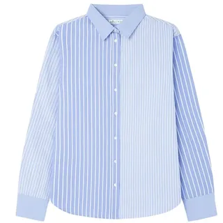 SPRINGFIELD Damen 3.g.m.Camisa Oversize Popelin 3 Rayas Hemd, Himmelblau, Small