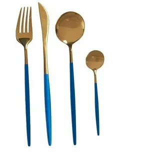 Besteck-Set, Blau, Gold, Edelstahl, 12 Stück