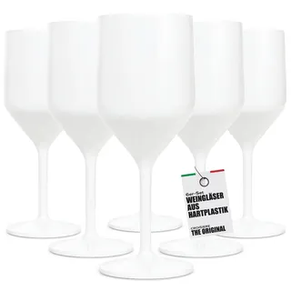 TUNDRA - 6er Set Kunststoff Weingläser, Plastik Sektgläser | CROISIERE 25 cl. | Camping Weingläser aus SAN (Hartplastik), Unzerbrechlich, Spülmaschinenfest, BPA-Frei - Camping, Boot (Weiß)