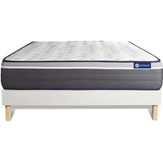 Actiflex plus matratze 135x190cm + Bettgestell mit lattenrost , Härtegrad 5 , Taschenfederkern und Memory-Schaum , Höhe : 26 cm - Weiß