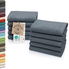 ZOLLNER 10er Set Seiftücher - weiche und saugstarke Waschlappen - waschbar bis 95°C - Baumwolle - 30x30 cm in grau