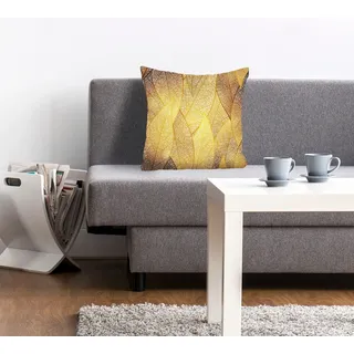 queence Dekokissen »Filia« mit goldenen Herbstblättern, goldfarben